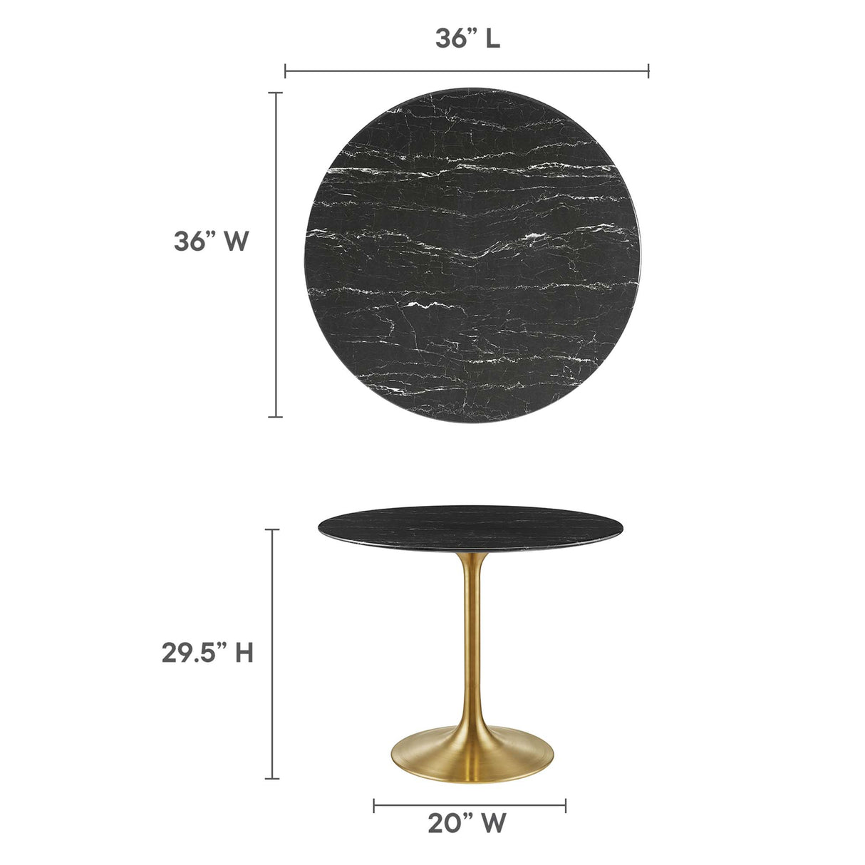 Lippa 36" Round Faux Marble Dining Table by Modway