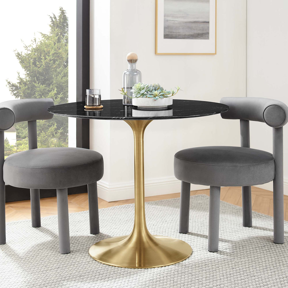Lippa 36" Round Faux Marble Dining Table by Modway