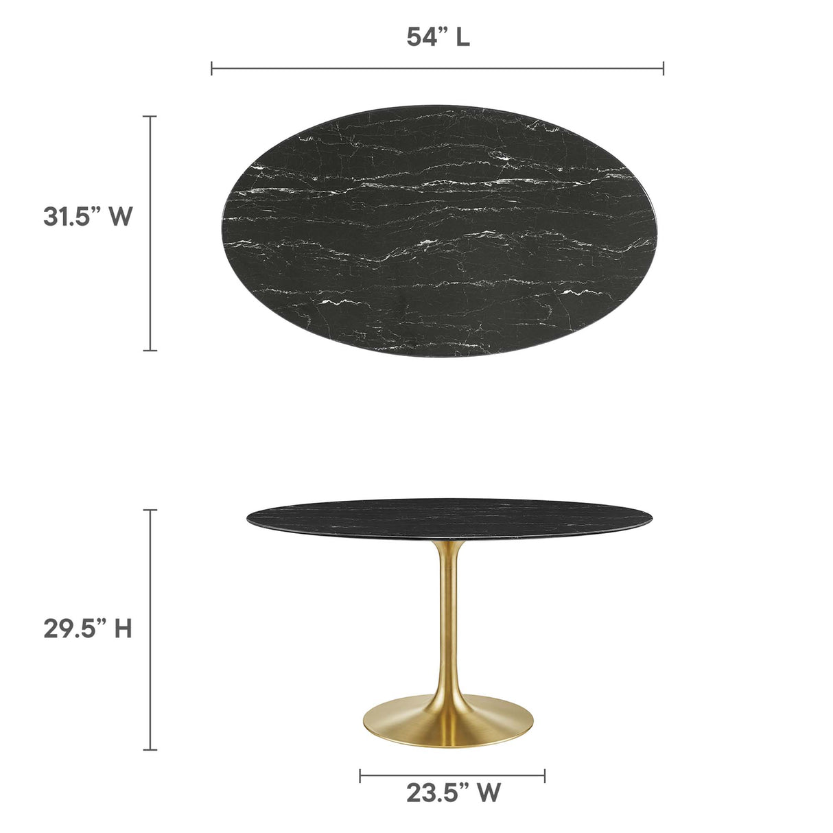 Lippa 54" Oval Faux Marble Dining Table by Modway