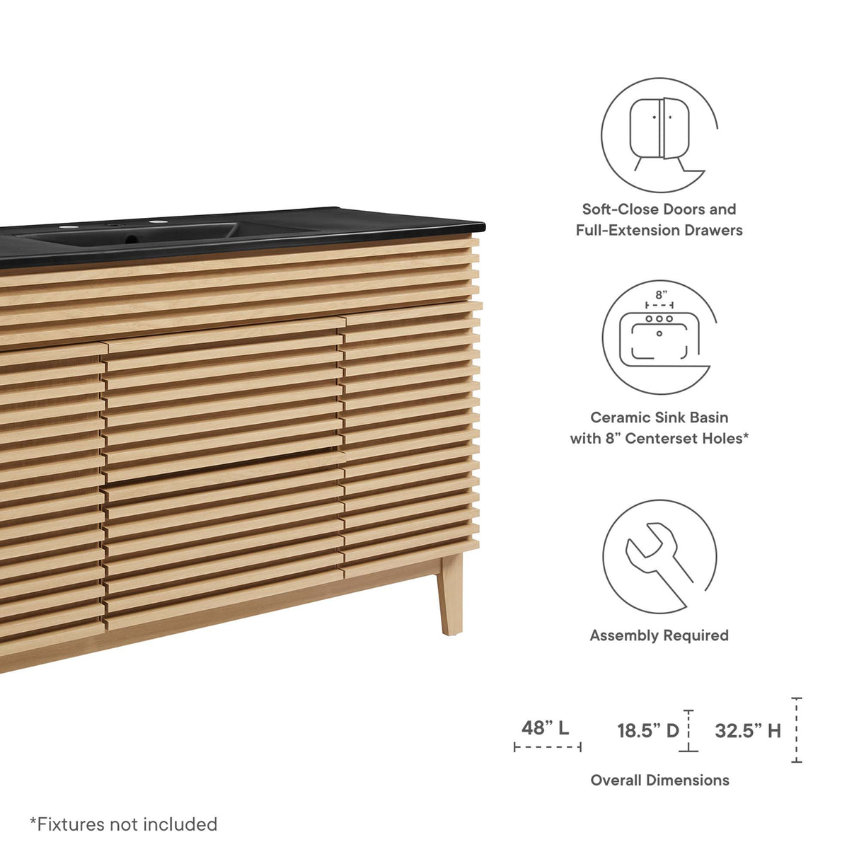 Render 48" Single Sink Bathroom Vanity by Modway