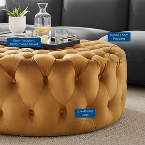 Amour Tufted Button Large Round Performance Velvet Ottoman by Modway