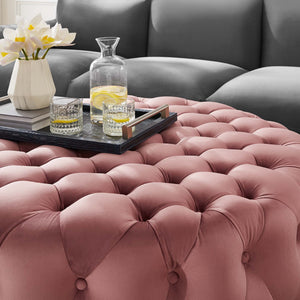 Amour Tufted Button Large Round Performance Velvet Ottoman by Modway