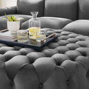 Amour Tufted Button Large Round Performance Velvet Ottoman by Modway
