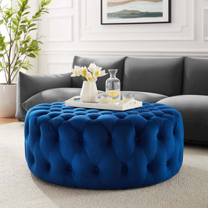 Amour Tufted Button Large Round Performance Velvet Ottoman by Modway