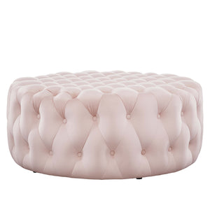 Amour Tufted Button Large Round Performance Velvet Ottoman by Modway