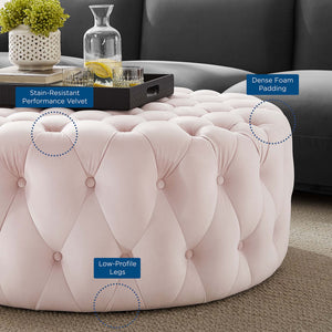 Amour Tufted Button Large Round Performance Velvet Ottoman by Modway