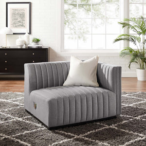 Conjure Channel Tufted Upholstered Fabric Right-Arm Chair