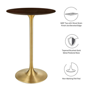 Lippa 28" Round Cherry Walnut Wood Bar Table by Modway