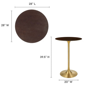 Lippa 28" Round Cherry Walnut Wood Bar Table by Modway