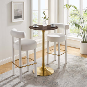 Lippa 28" Round Cherry Walnut Wood Bar Table by Modway