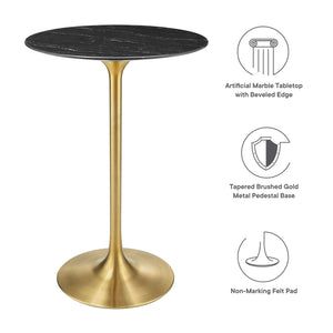 Lippa 28" Round Faux Marble Bar Table by Modway
