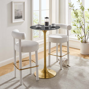 Lippa 28" Round Faux Marble Bar Table by Modway
