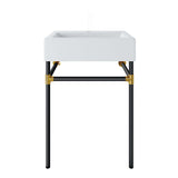 Redeem 24" Wall-Mount Black Stainless Steel Bathroom Vanity by Modway