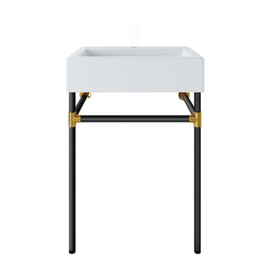 Redeem 24" Wall-Mount Black Stainless Steel Bathroom Vanity by Modway