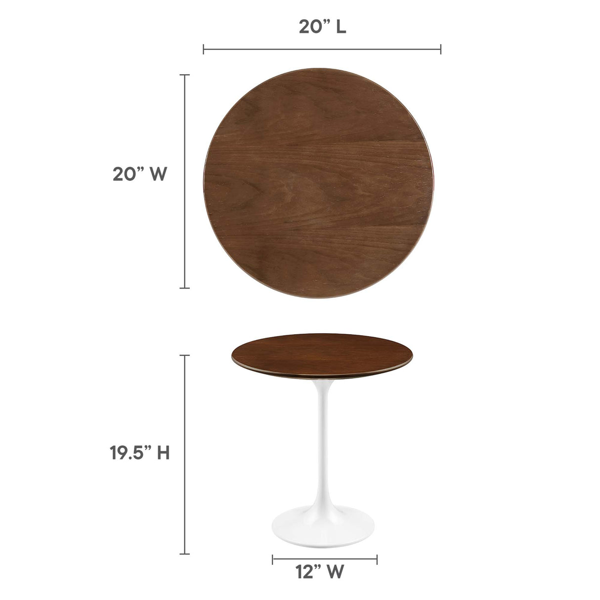 Lippa 20" Round Wood Side Table by Modway