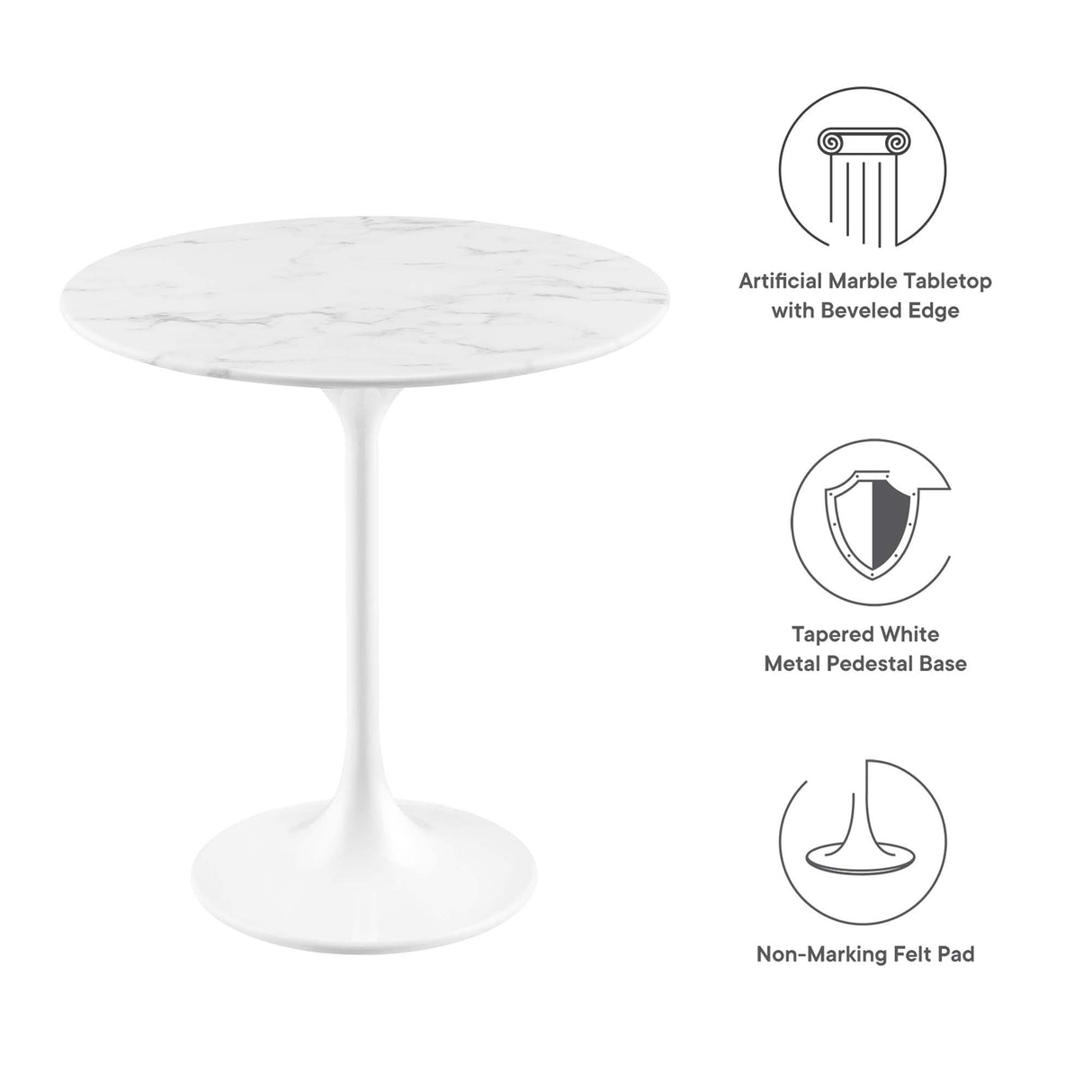 Lippa 20" Round Faux Marble Side Table by Modway