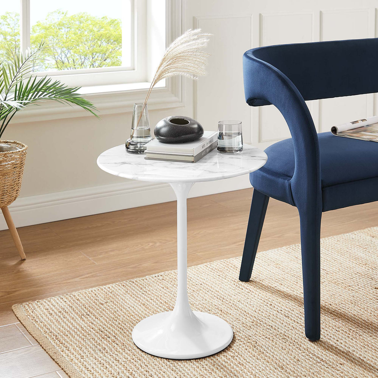 Lippa 20" Round Faux Marble Side Table by Modway
