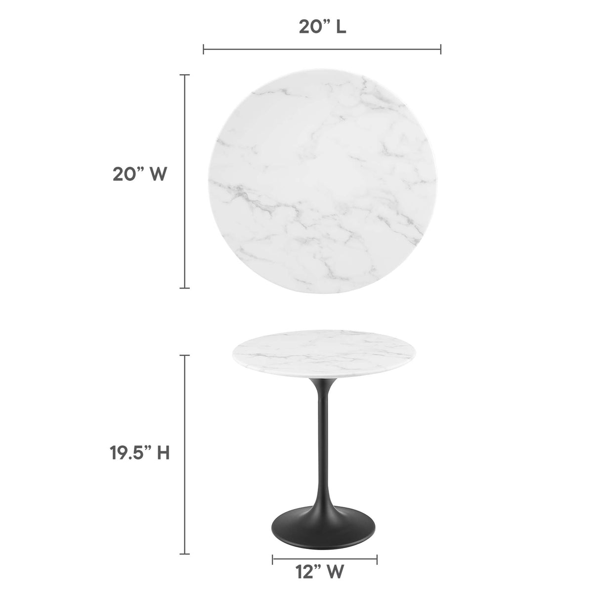 Lippa 20" Round Faux Marble Side Table by Modway