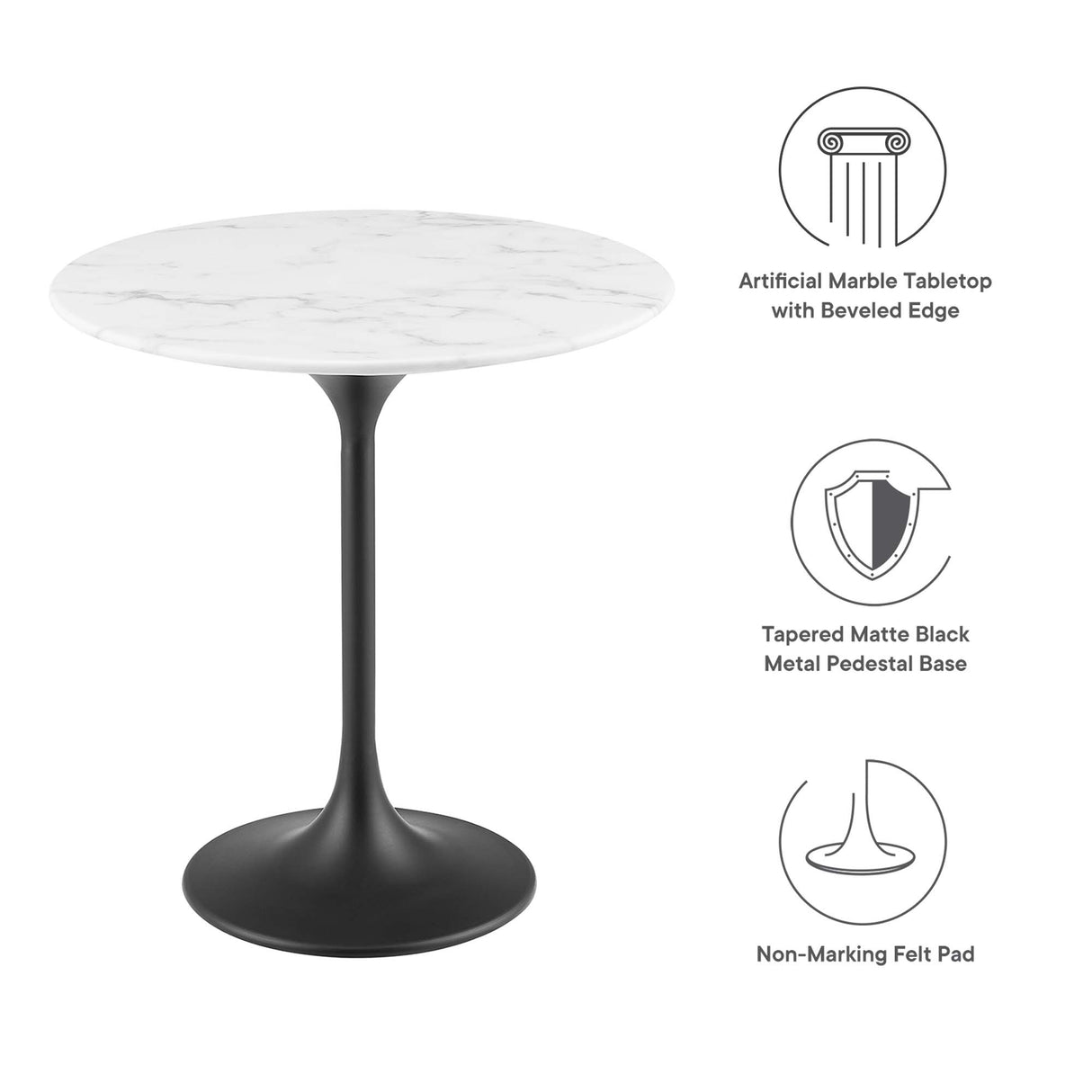 Lippa 20" Round Faux Marble Side Table by Modway
