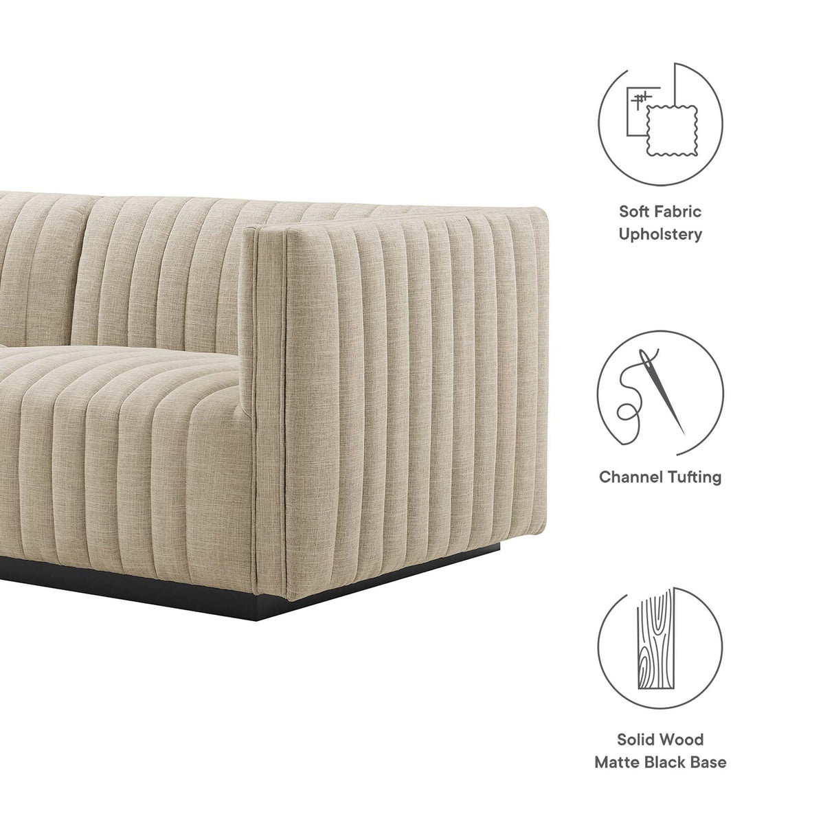 Conjure 4-Piece Channel Tufted Upholstered Fabric Sofa by Modway