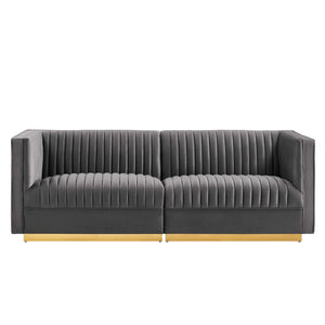 Sanguine Channel Tufted Performance Velvet Modular Sectional Sofa Loveseat by Modway
