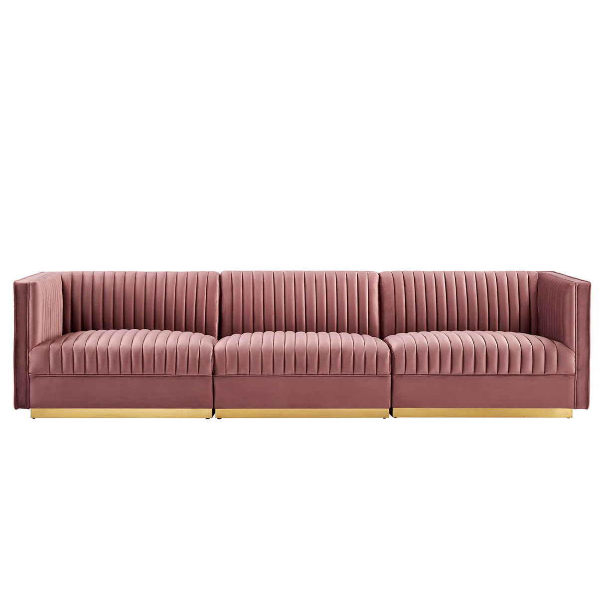 Sanguine Channel Tufted Performance Velvet 3-Seat Modular Sectional Sofa by Modway