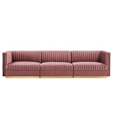 Sanguine Channel Tufted Performance Velvet 3-Seat Modular Sectional Sofa by Modway