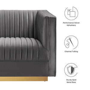 Sanguine Channel Tufted Performance Velvet 3-Seat Modular Sectional Sofa by Modway