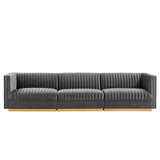 Sanguine Channel Tufted Performance Velvet 3-Seat Modular Sectional Sofa by Modway