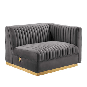 Sanguine Channel Tufted Performance Velvet 3-Seat Modular Sectional Sofa by Modway