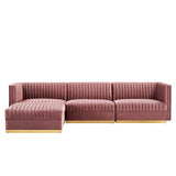 Sanguine 4-Piece Channel Tufted Performance Velvet Modular Sectional Sofa by Modway