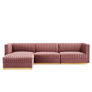 Sanguine 4-Piece Channel Tufted Performance Velvet Modular Sectional Sofa by Modway