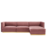 Sanguine 4-Piece Channel Tufted Performance Velvet Modular Sectional Sofa by Modway