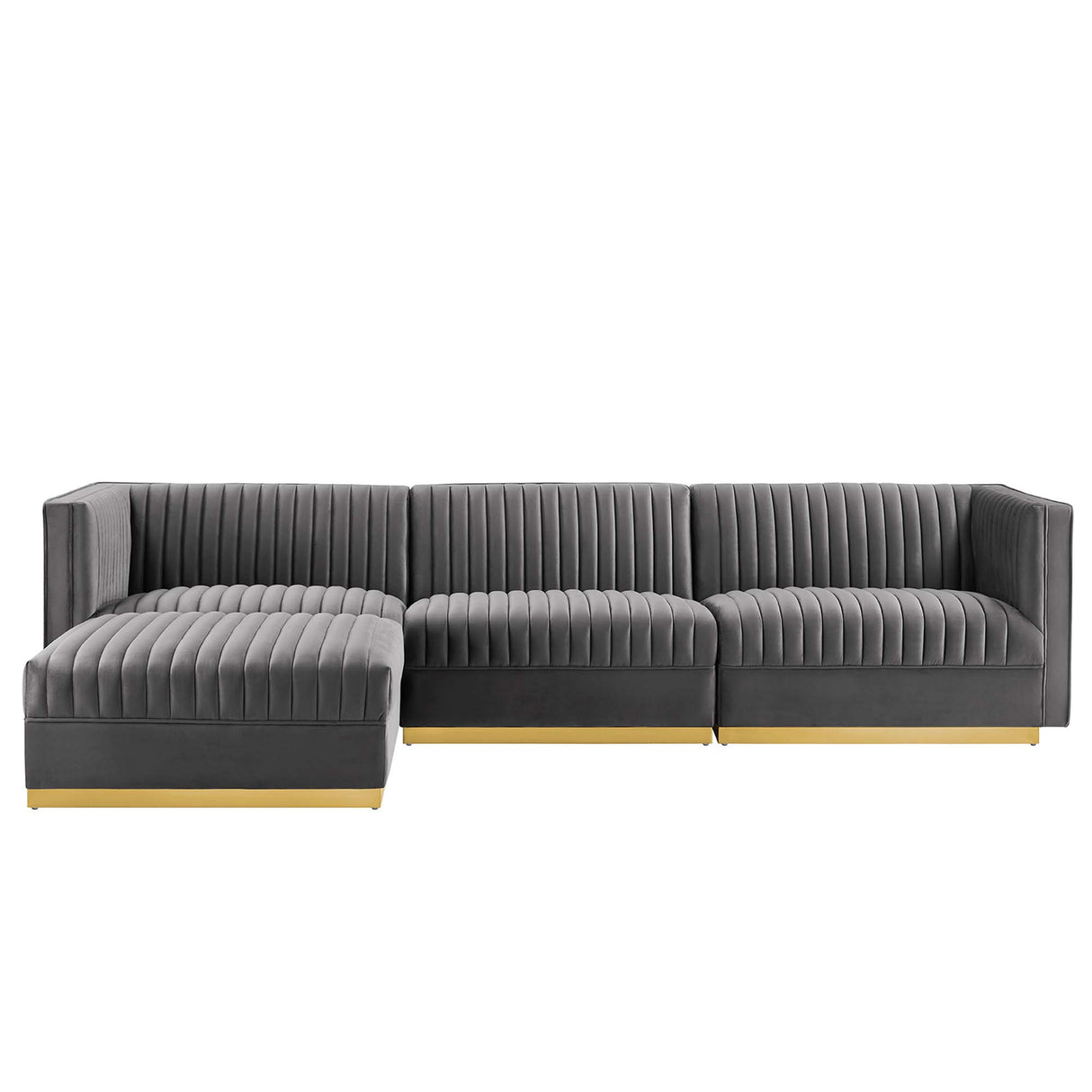 Sanguine 4-Piece Channel Tufted Performance Velvet Modular Sectional Sofa by Modway