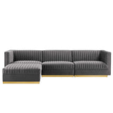 Sanguine 4-Piece Channel Tufted Performance Velvet Modular Sectional Sofa by Modway