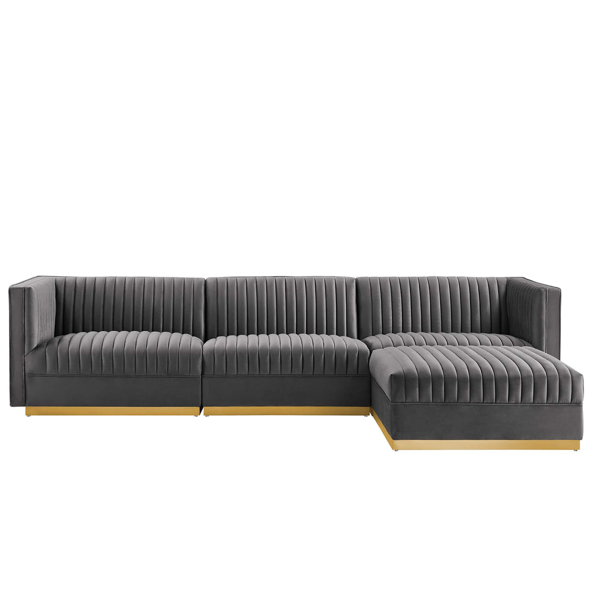 Sanguine 4-Piece Channel Tufted Performance Velvet Modular Sectional Sofa by Modway