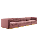 Sanguine Channel Tufted Performance Velvet 4-Seat Modular Sectional Sofa by Modway