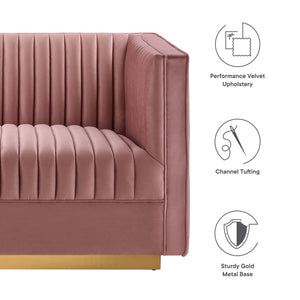 Sanguine Channel Tufted Performance Velvet 4-Seat Modular Sectional Sofa by Modway