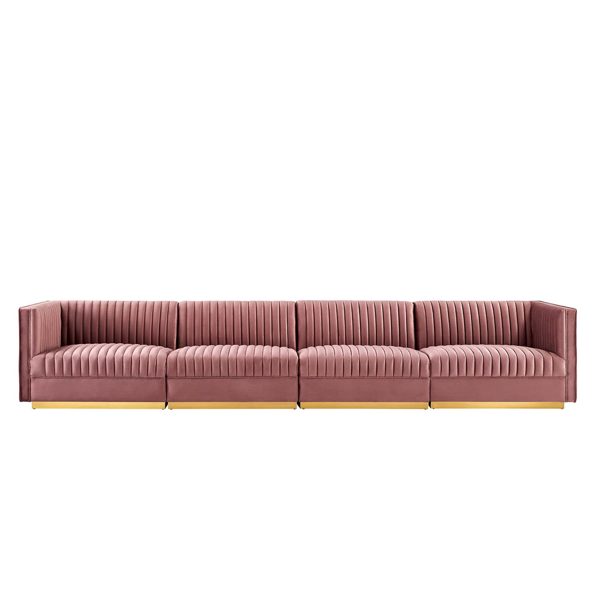 Sanguine Channel Tufted Performance Velvet 4-Seat Modular Sectional Sofa by Modway