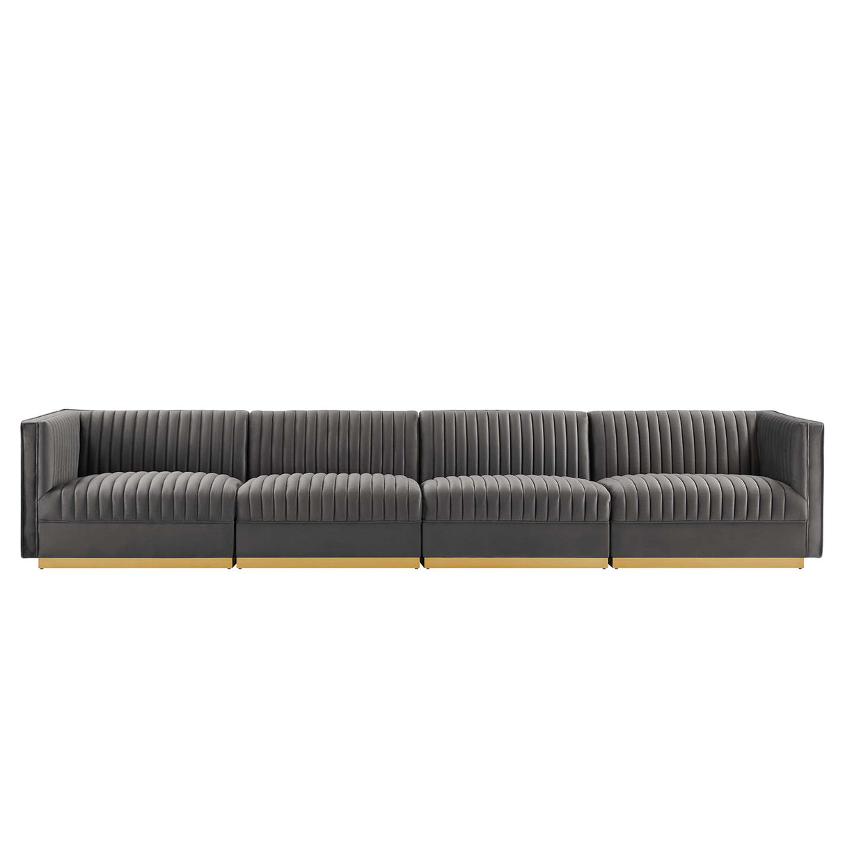 Sanguine Channel Tufted Performance Velvet 4-Seat Modular Sectional Sofa by Modway