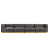 Sanguine Channel Tufted Performance Velvet 4-Seat Modular Sectional Sofa by Modway