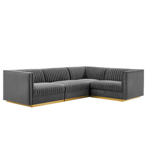Sanguine 4-Piece Channel Tufted Performance Velvet Modular Sectional Sofa