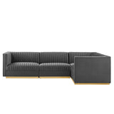 Sanguine 4-Piece Channel Tufted Performance Velvet Modular Sectional Sofa