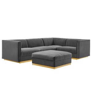 Sanguine 5-Piece Channel Tufted Performance Velvet Modular Sectional Sofa