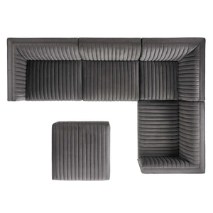 Sanguine 5-Piece Channel Tufted Performance Velvet Modular Sectional Sofa