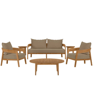 Brisbane 6-Piece Teak Wood Outdoor Patio Set by Modway