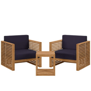 Carlsbad 3-Piece Teak Wood Outdoor Patio Set by Modway