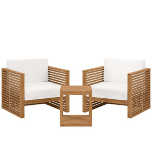 Carlsbad 3-Piece Teak Wood Outdoor Patio Set by Modway