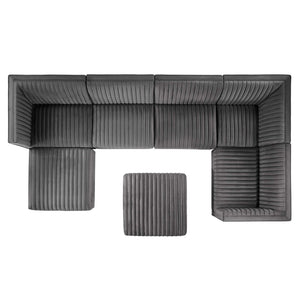 Sanguine 7-Piece Channel Tufted Performance Velvet Right-Facing Modular Sectional Sofa by Modway