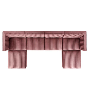 Sanguine 6-Piece Channel Tufted Performance Velvet Modular Sectional Sofa by Modway